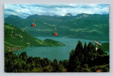 Cartolina d'epoca della funivia Weggis-Rigi-Kaltbad con veduta alpina