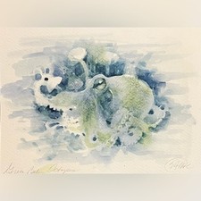 Dipinto originale polpo funghi