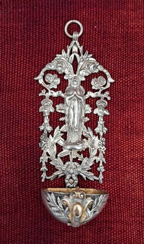 Bénitier métal argenté - en,
