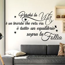 Adesivi murali frasi Vasco Rossi adesivo da parete per muro wall stickers casa 