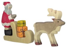 Holztiger Babbo Natale Con Slitta Renna Regali Figure In Legno Persone