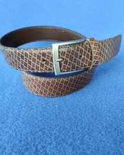 Cintura Uomo Vera Pelle 3,5 cm Made In Italy cuoio  marrone Stampa Rettile