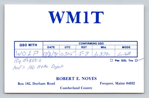 Radioamatore qsl wm1t wo1p - a,