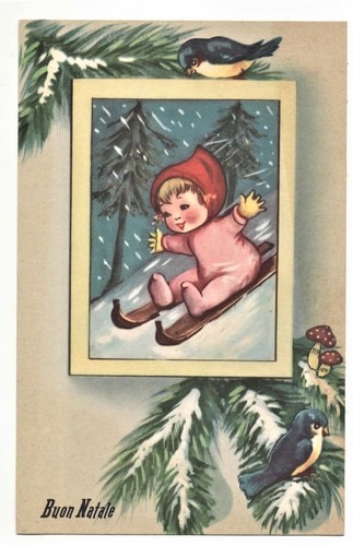 Cartolina natale bambina - cartolina, natale,