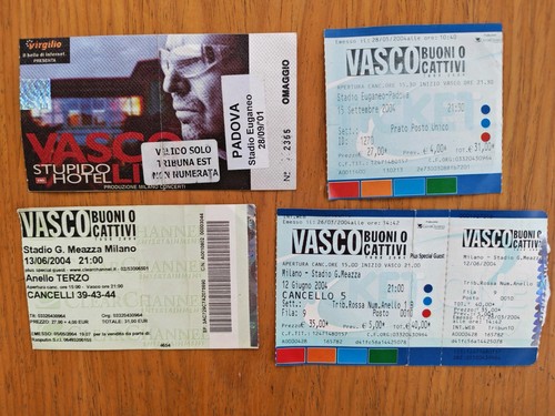 Lotto biglietti vasco - lotto, rossi