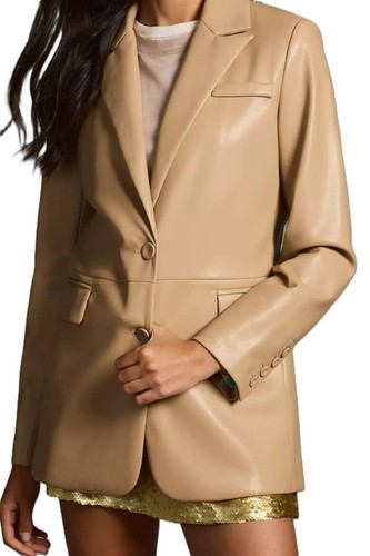 Blazer donna vera pelle beige