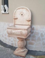 FONTANA A MURO PARETE LAVANDINO CON COLONNA DA GIARDINO PER ESTERNO CEMENTO H130