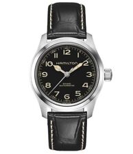 Nuovo orologio Hamilton Khaki Field Murph automatico quadrante nero cinturino pelle H70405730