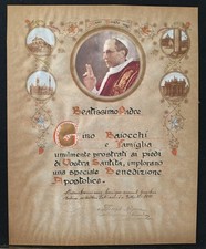 Benedizione apostolica Papa Pio XII 1950 autografo Arcivescovo Joseph Migone