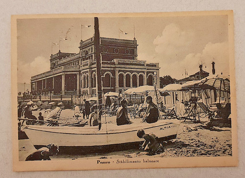 Cartolina pesaro stabilimento - cartolina,