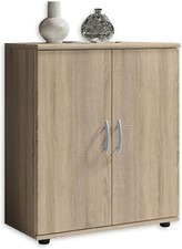 Mobile Multiuso in Legno, Armadietto ingresso Rovere, 2 Ante con Ripiano Interno