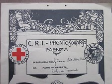 Francesco Nonni / C.R.I. Faenza - In Memoria - Xilografia -Croce Rossa Italiana