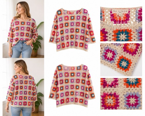 Top boxy oversize manica corta