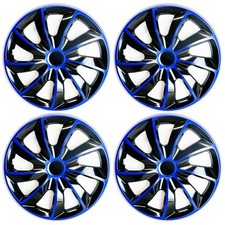 Set 4 Copricerchi 15 Pollici Quad Coppe Ruota Blu Nero Universali per Fiat