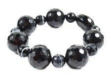 Bracciale Elasticizzato in  Agata Nera e Onice Made In Italy