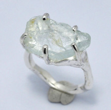 UNICO ANELLO IN ARGENTO CON ACQUAMARINA NATURALE 8,80 CT. INTAGLIATA