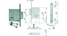 CISA ART. 57223 SERRATURA DOPPIA MAPPA DA INFILARE ENTRATA 40 - 45 - 50 - 60 MM