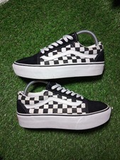 VANS OLD SKOOL nero bianco taglia UK 4,5 ottime condizioni piattaforma a scacchiera sollevamento grosso