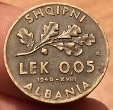 Moneta 0.05 Lek 1940, Vittorio Emanuele III Albania, Rif. 7598