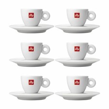 Set 6 tazzine Caffe' Illy in porcellana con piattino
