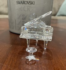 Statuina pianoforte a coda cristallo Swarovski con sgabello 3"x3,5"x4" e scatola originale