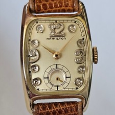 HAMILTON-MANUALE-ANNI 50-CAL.982-QUADRANTE CON DIAMANTI-10 K GOLD FILLED-RARO