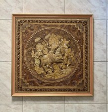 Arazzo birmano KALAGA - cm 83x83 cm incorniciato - condizioni ECCELLENTI