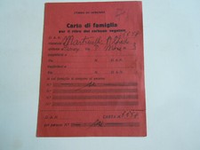 WW II CARTA DI FAMIGLIA CARBONE VEGETALE  FERRARA 