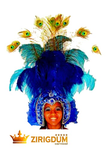 Copricapo blu - blu,, piuma