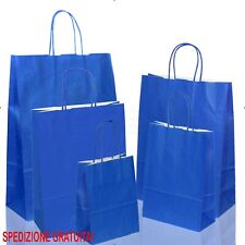 BORSE SHOPPER SACCHETTI DI CARTA MANICO CORDINO COLORE AZZURRO