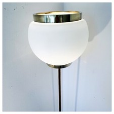 Lampada da Terra Vintage Ottone e Vetro Opalino Made in Italy Anni ‘70