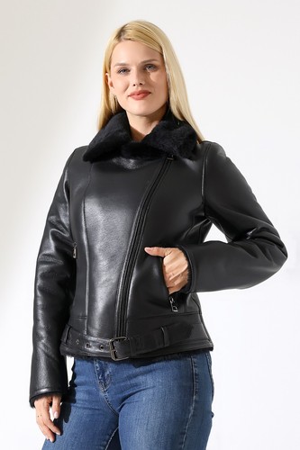 Cappotto donna shearling nero