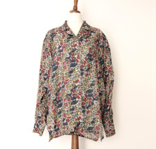 Camicia vintage in pura seta con fantasia floreale taglia L