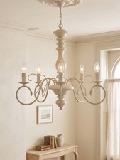 Antique Ivory 5 Light Wooden &