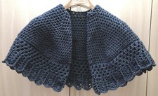 Offerta! SCIALLE Mantella lana UNCINETTO  Fatto a mano Handmade - Blu Jeans