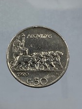 r76_601) Vittorio Emanuele III (1900-1943) 50 Centesimi Leoni 1920 RIGATO