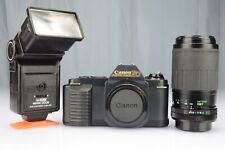 Canon T50 Reflex-Program+Zoom Vivitar 70-210+Flash Maxwell+Borsa Made Japan 80s