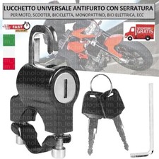 LUCCHETTO CASCO GANCIO UNIVERSALE SERRATURA  A CHIAVE PER MOTO BICI MONOPATTINO
