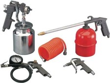 KIT PER COMPRESSORE 5 PEZZI MANOMETRO PISTOLE GONFIAGGIO VERNICIATURA SOFFIAGGIO