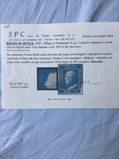 Sicilia 1859: 2grana azzurro oltremare, rit.78. Sassone 6d. Certificato Cardillo