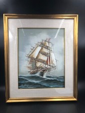 Grande Quadro Veliero olio sul telo firmato del autore 63x53 cm