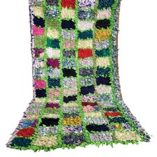 Tappeto vintage fatto a mano con frange marocchine 6'3"x3'1" tappeto...