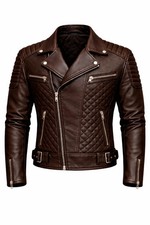 Giacca biker uomo marrone