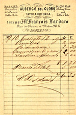 ALBERGO DEL GLOBO TAVOLA ROTONDA NAPOLI - ANTICO CONTO - NAPOLI INIZIO 900
