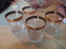 4 Bicchieri Ritz In Cristallo Bordo Decorato Oro