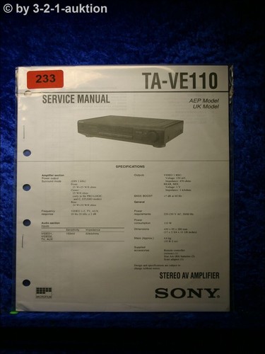 Sony service manual ve110 - ta,