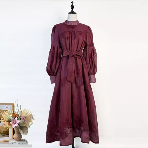 Vestito lungo rosso - rosso, vino