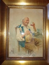 Acquerello antico firmato Coppola, Napoli 900 Pittura Acquerello