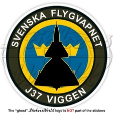 Adesivo vinile Saab 37 VIGGEN SWEDEN J-37 Swedish Air Force J37 Flygvapnet, decalcomania