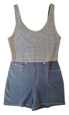 BENETTON tuta playsuit pantaloncini tutina corta righe vintage donna ragazza S